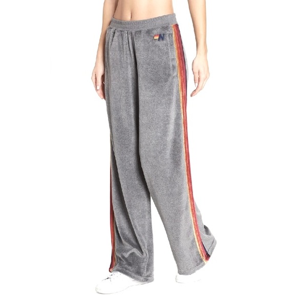 Aviator Nation Pants - Aviator Nation Velour Sweatpants in Heather Gray size XS